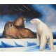 Lední medvěd a mroži, olej na plátně, 30 x 70